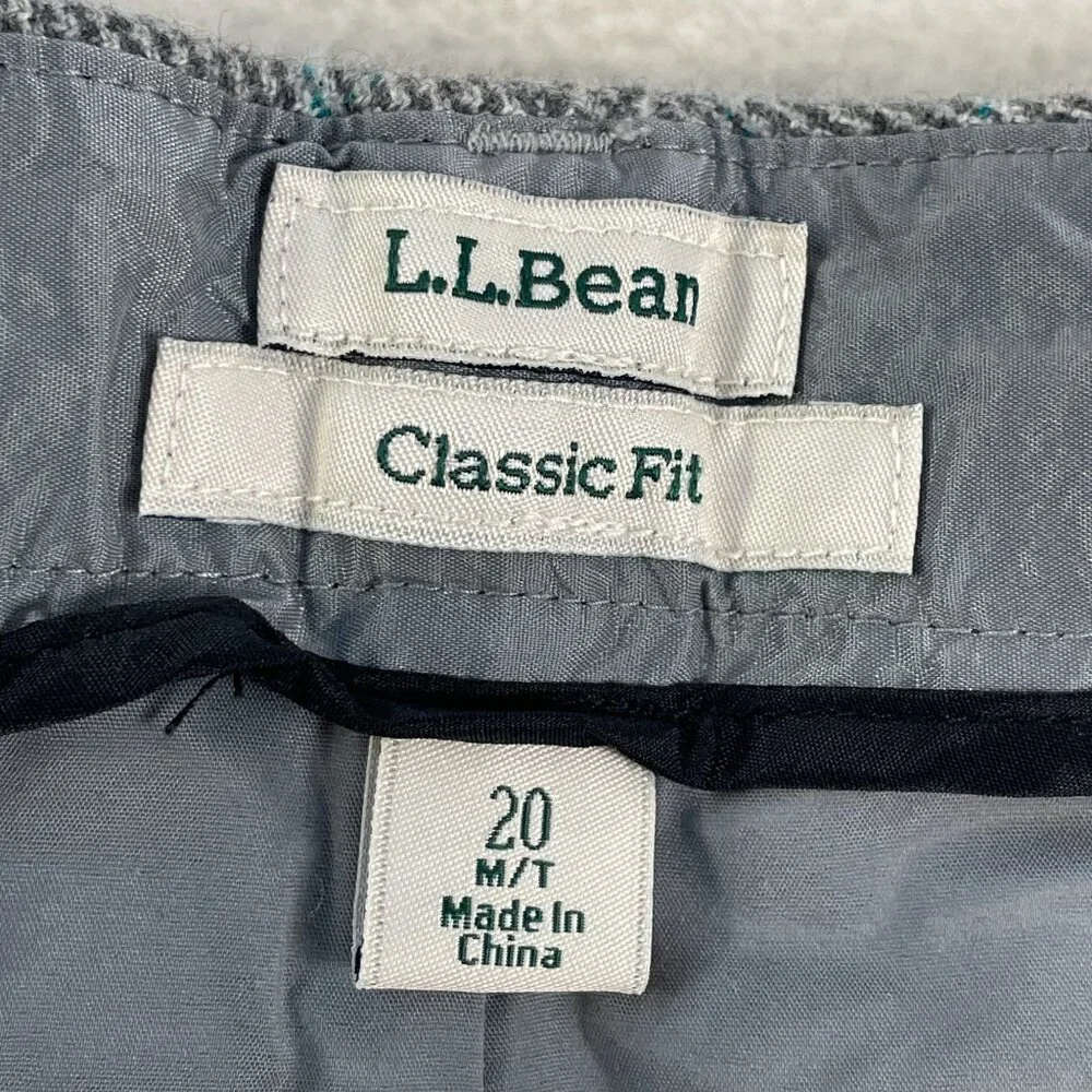 NEW‎ LL Bean Womens 20 Medium Tall Classic Fit Plaid Pants Straight Leg